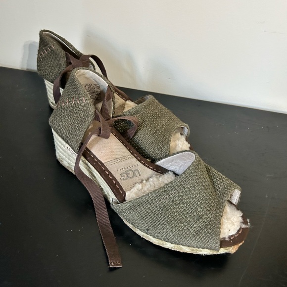 UGG Delmar Wedge Peep Toe Espadrille Sandals - Picture 2 of 9